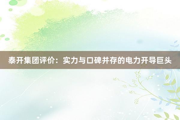 泰开集团评价：实力与口碑并存的电力开导巨头